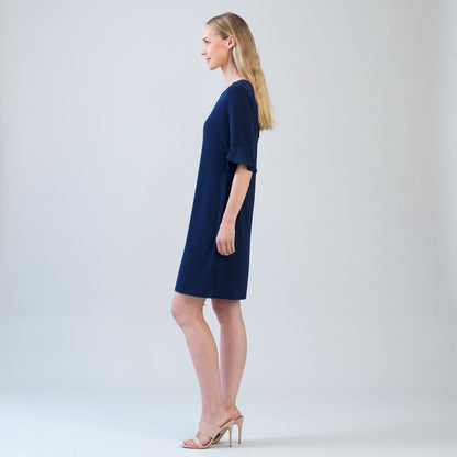 Tulip Cuff Back Tie Dress - Navy | Clara Sunwoo Discount