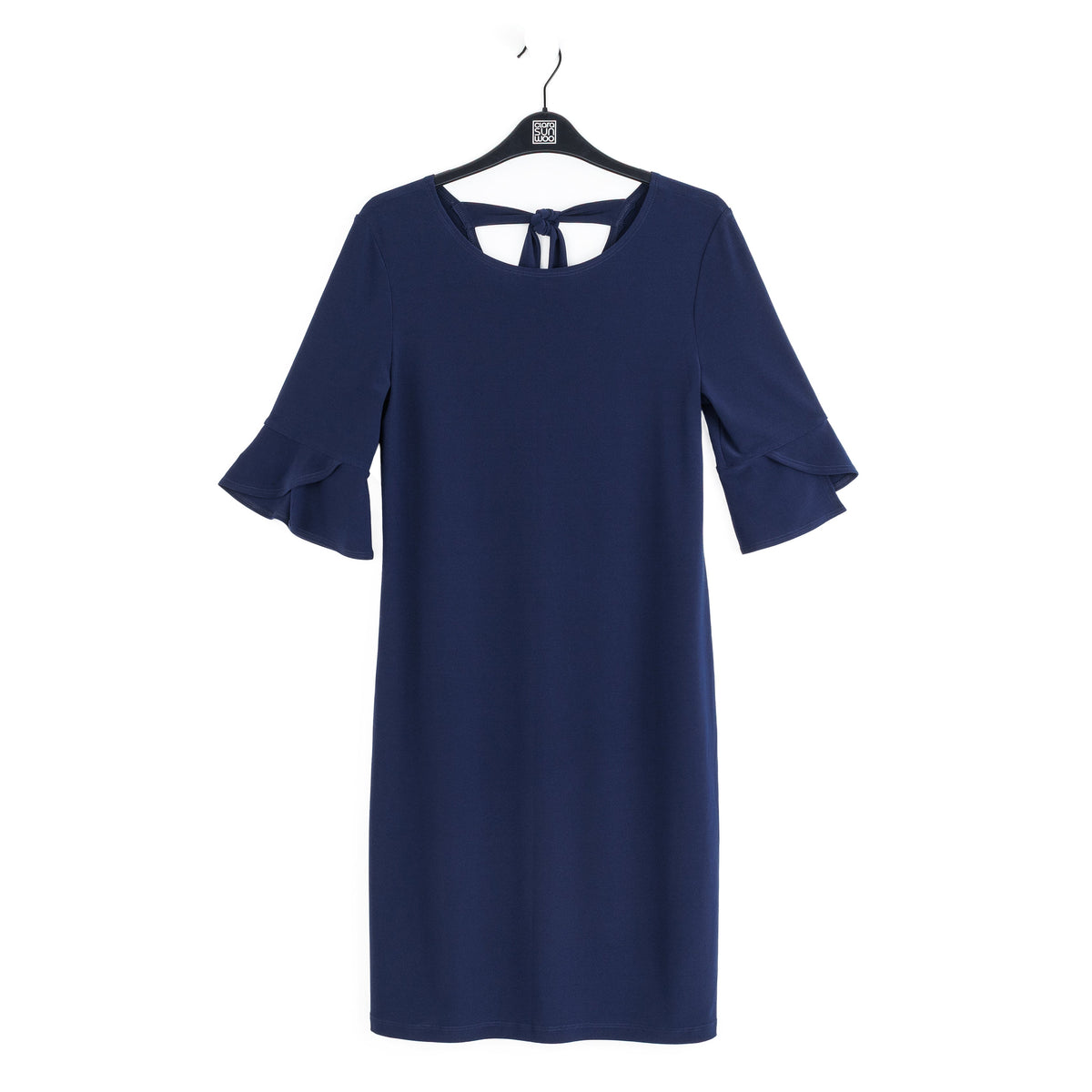 Tulip Cuff Back Tie Dress - Navy | Clara Sunwoo Discount