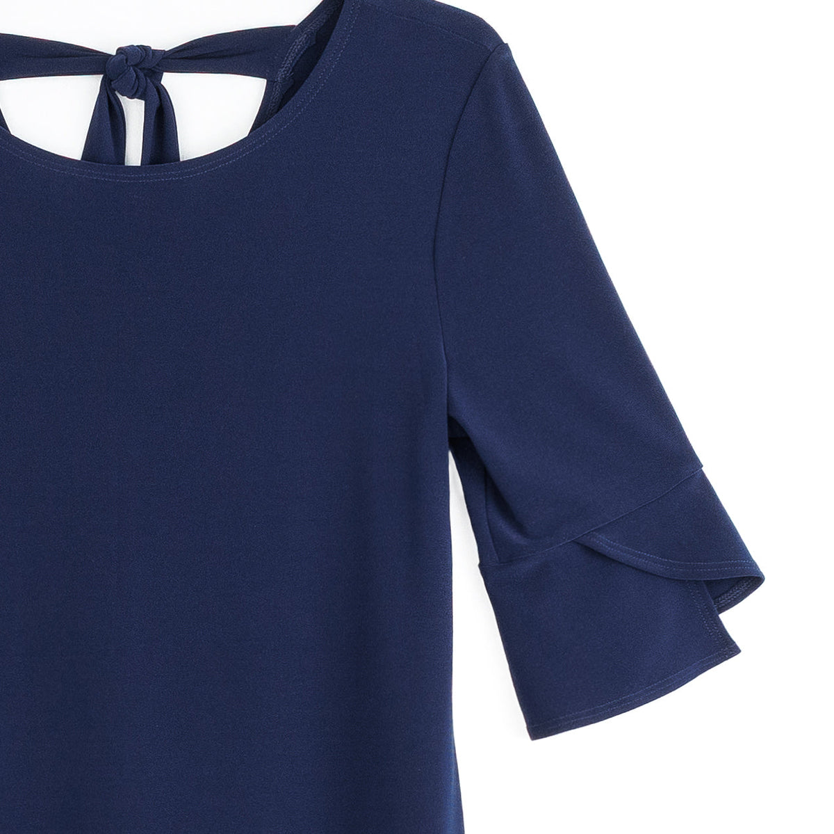 Tulip Cuff Back Tie Dress - Navy | Clara Sunwoo Discount