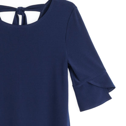 Tulip Cuff Back Tie Dress - Navy | Clara Sunwoo Discount