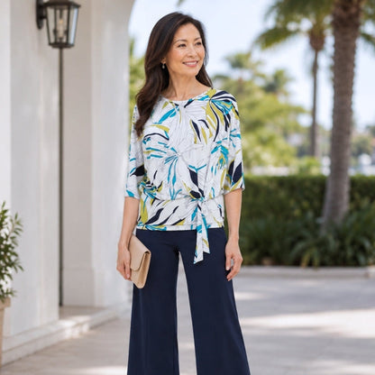 Signature Side Tie Top - Floral Leaves - Final Sale | Clara Sunwoo Smart Buy