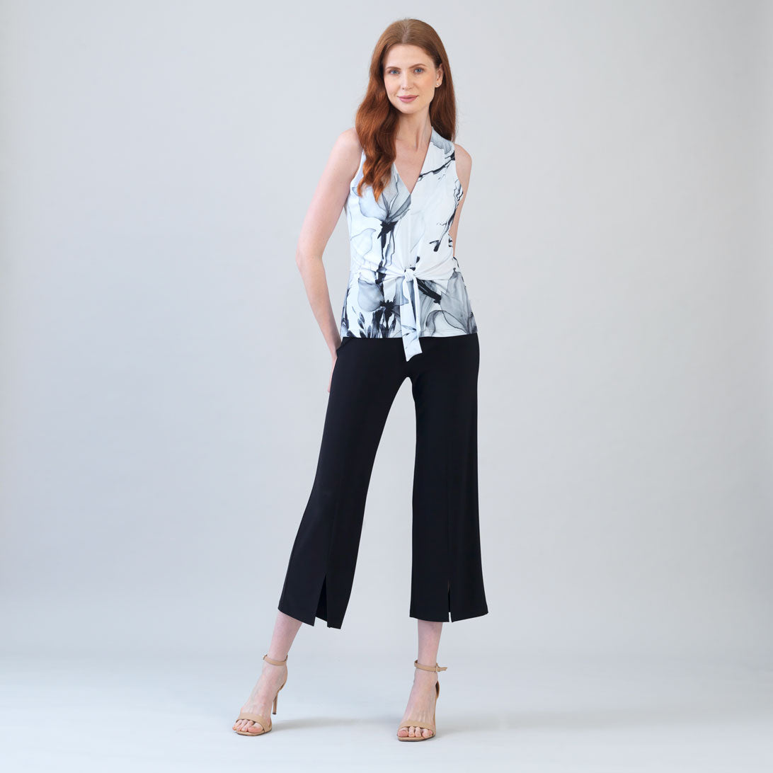 Sleeveless V-Neck Center Front Tie Top - Ethereal Petals - Limited Sizes | Clara Sunwoo Best Seller