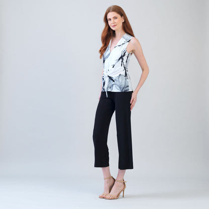 Sleeveless V-Neck Center Front Tie Top - Ethereal Petals - Limited Sizes | Clara Sunwoo Best Seller