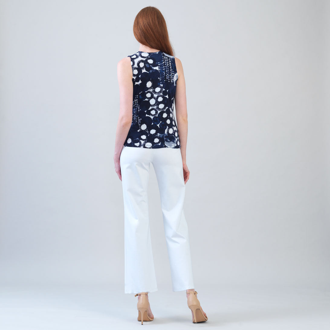 Sleeveless V-Neck Center Front Tie Top - Circle Splatter - Limited Sizes | Clara Sunwoo Signature