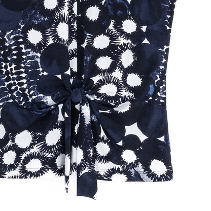 Sleeveless V-Neck Center Front Tie Top - Circle Splatter - Limited Sizes | Clara Sunwoo Signature