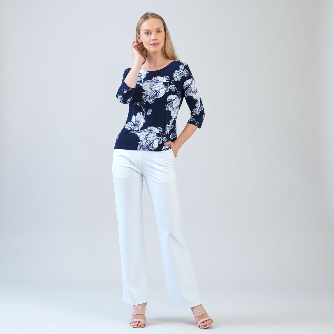 Scoop Neck Half Sleeve Top - Peony Blossom | Clara Sunwoo Top Pick