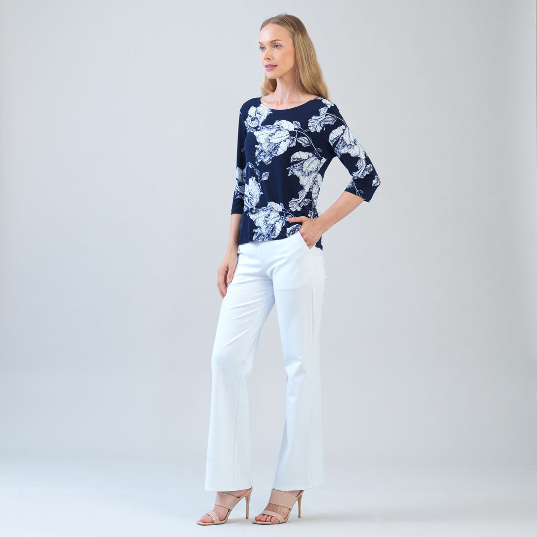 Scoop Neck Half Sleeve Top - Peony Blossom | Clara Sunwoo Top Pick