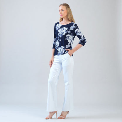 Scoop Neck Half Sleeve Top - Peony Blossom | Clara Sunwoo Top Pick