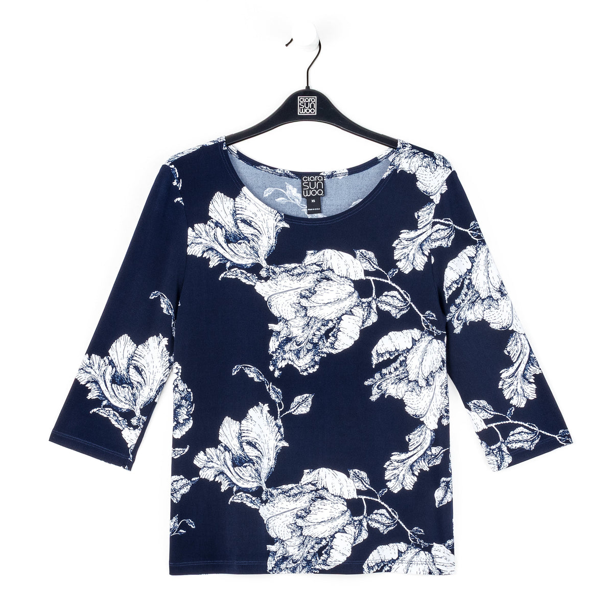 Scoop Neck Half Sleeve Top - Peony Blossom | Clara Sunwoo Top Pick