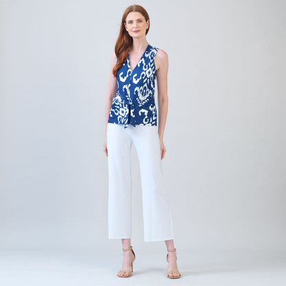 Butter Knit - Sleeveless V-Neck Center Front Tie Top - Tile Motif - Limited Sizes | Clara Sunwoo Top Pick