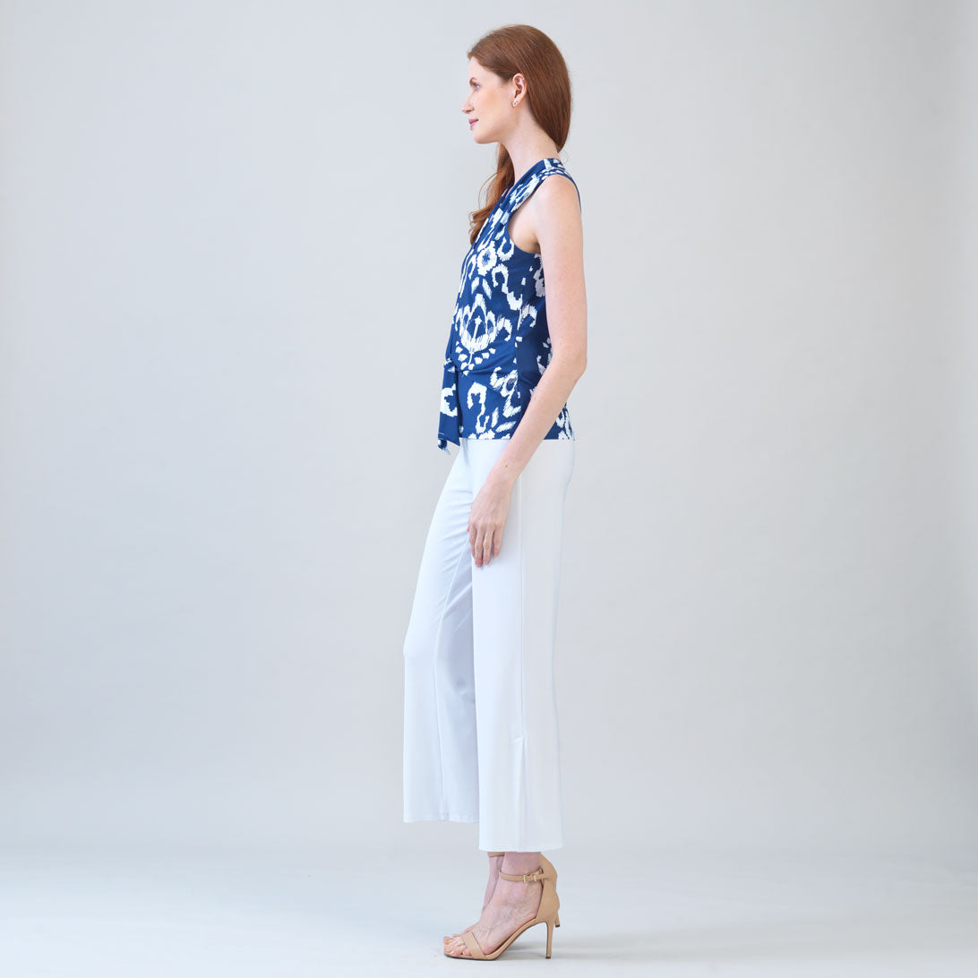 Butter Knit - Sleeveless V-Neck Center Front Tie Top - Tile Motif - Limited Sizes | Clara Sunwoo Top Pick