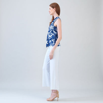 Butter Knit - Sleeveless V-Neck Center Front Tie Top - Tile Motif - Limited Sizes | Clara Sunwoo Top Pick