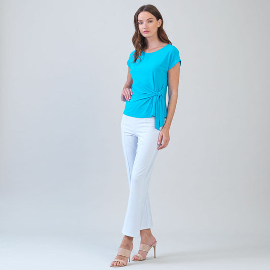 Slant Sleeve Side Tie Top - Turquoise - Final Sale | Clara Sunwoo Featured