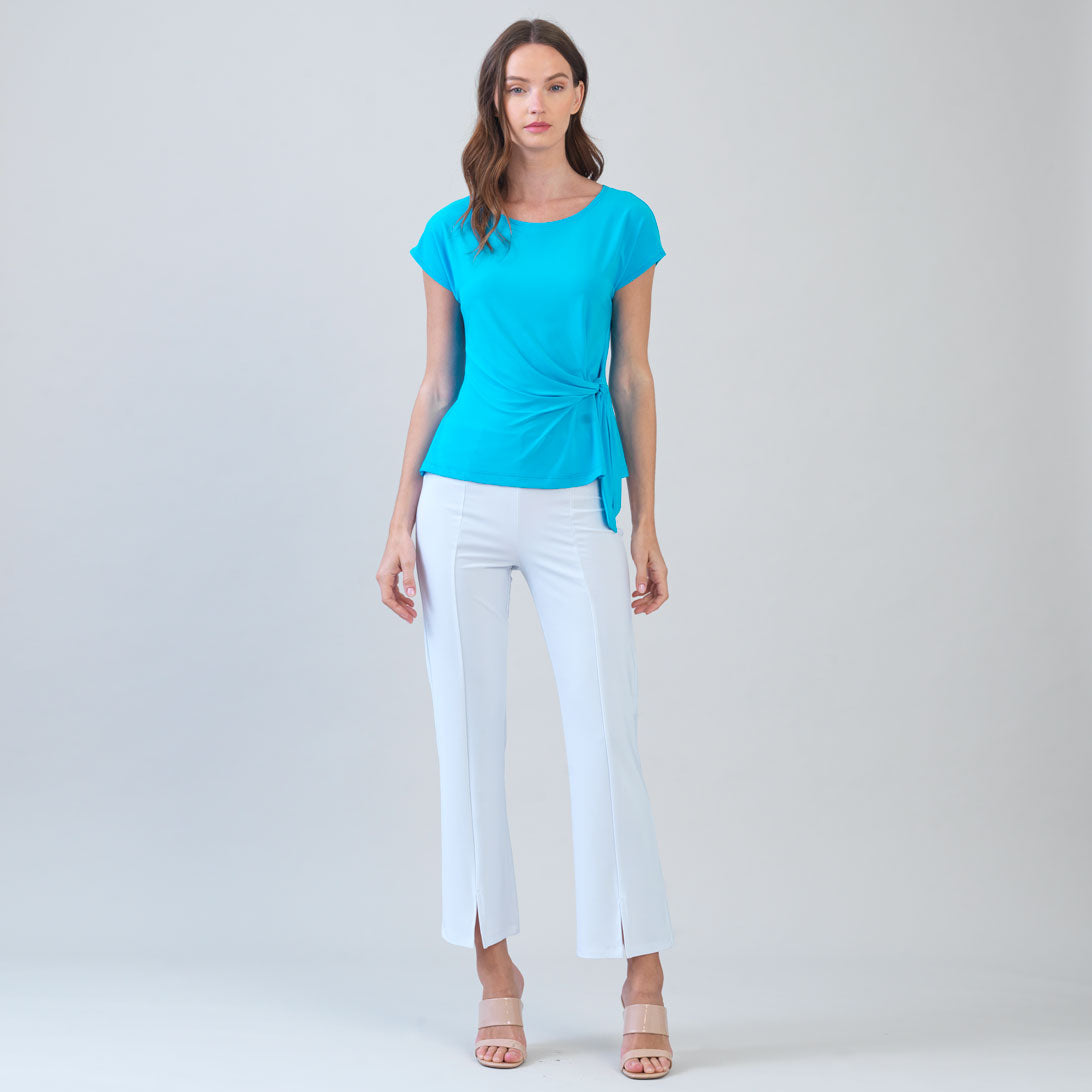Slant Sleeve Side Tie Top - Turquoise - Final Sale | Clara Sunwoo Featured
