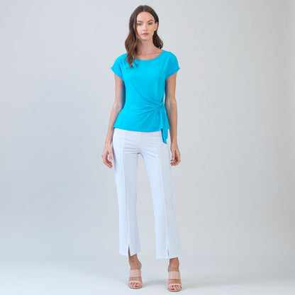 Slant Sleeve Side Tie Top - Turquoise - Final Sale | Clara Sunwoo Featured