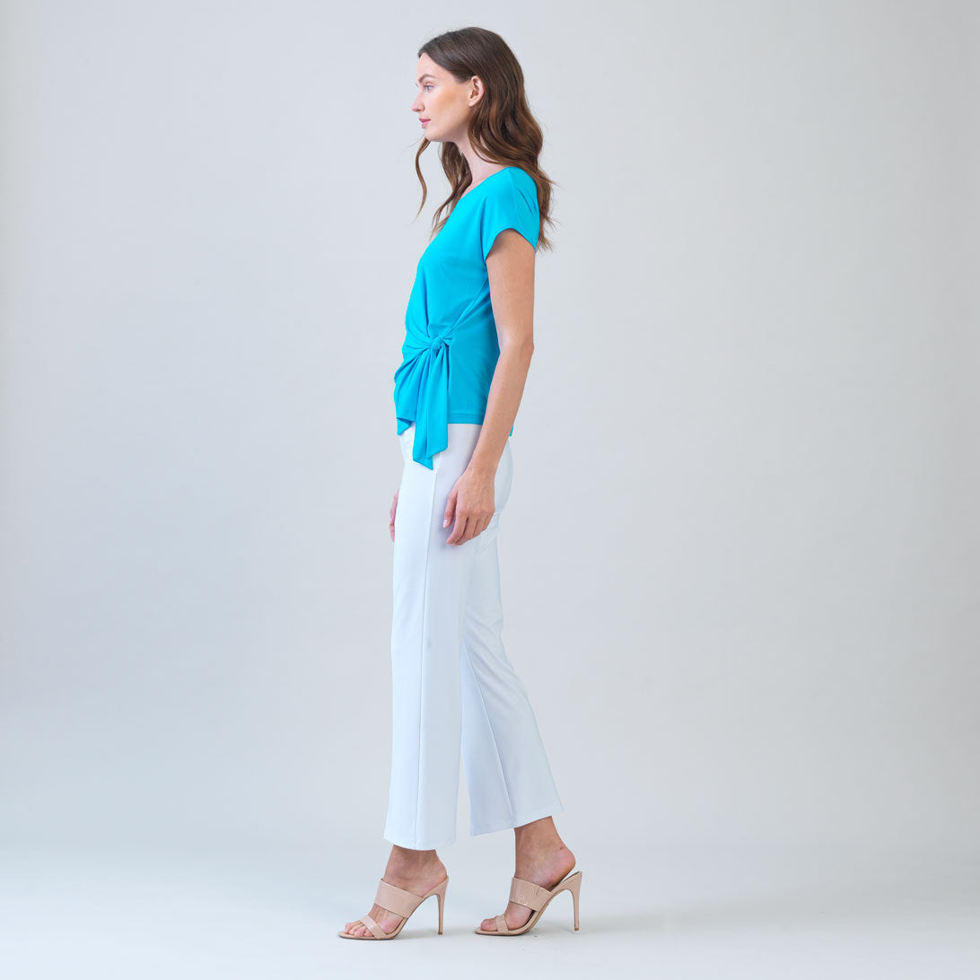 Slant Sleeve Side Tie Top - Turquoise - Final Sale | Clara Sunwoo Featured