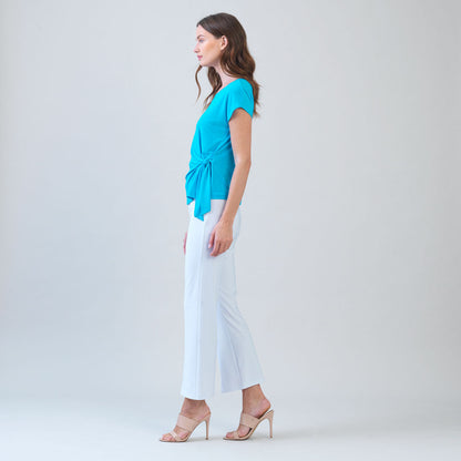 Slant Sleeve Side Tie Top - Turquoise - Final Sale | Clara Sunwoo Featured