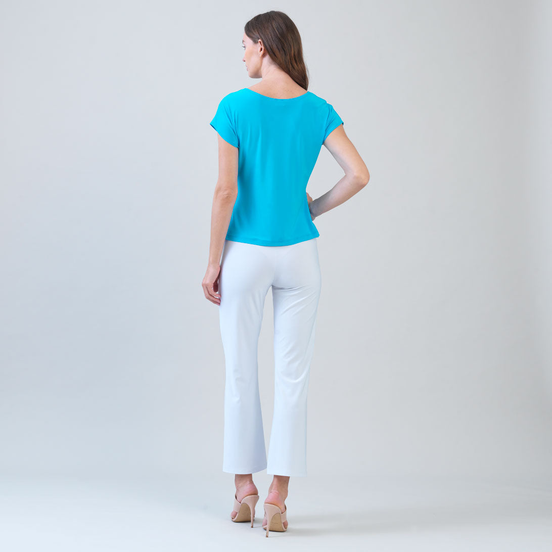 Slant Sleeve Side Tie Top - Turquoise - Final Sale | Clara Sunwoo Featured