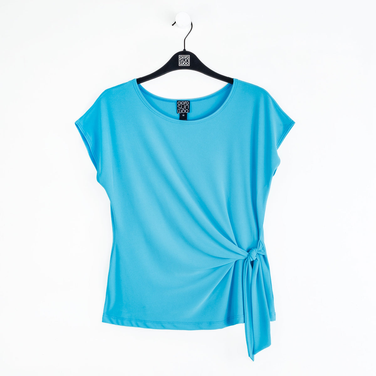 Slant Sleeve Side Tie Top - Turquoise - Final Sale | Clara Sunwoo Featured