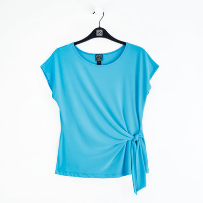 Slant Sleeve Side Tie Top - Turquoise - Final Sale | Clara Sunwoo Featured
