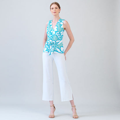 Sleeveless V-Neck Center Front Tie Top - Paradise Petal - Limited Sizes | Clara Sunwoo Top Pick