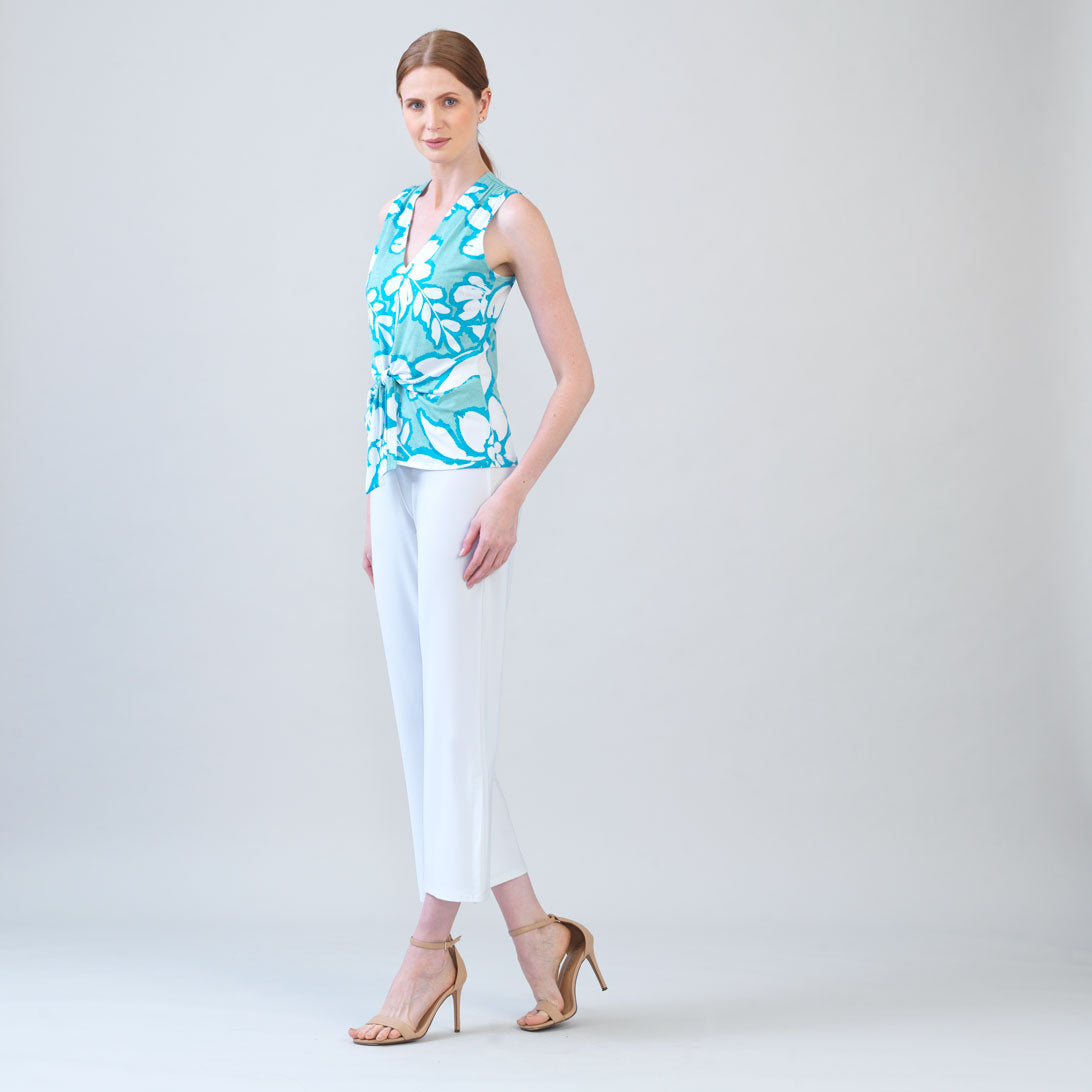 Sleeveless V-Neck Center Front Tie Top - Paradise Petal - Limited Sizes | Clara Sunwoo Top Pick