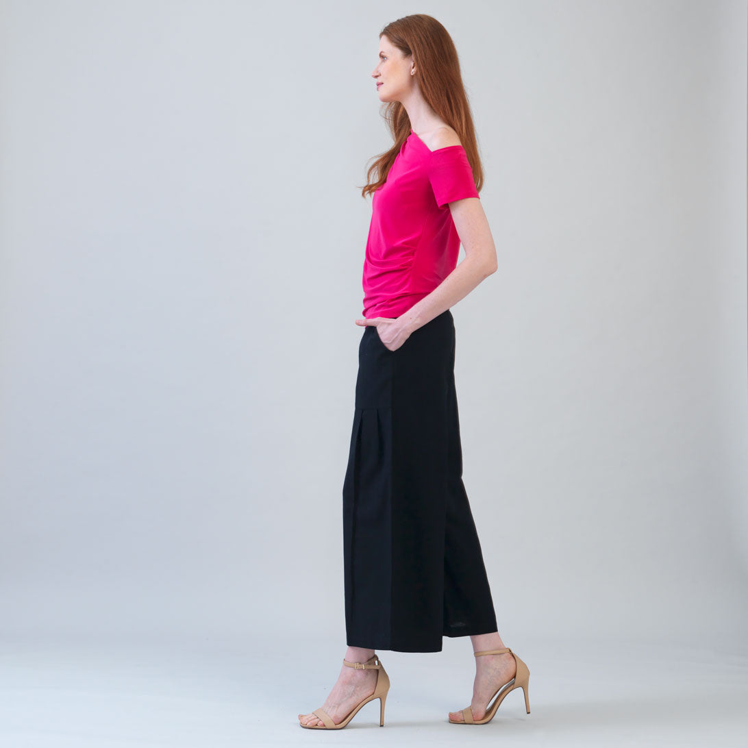 Angular Drape Neck Off Shoulder Top - Hot Pink - Final Sale | Clara Sunwoo Essential