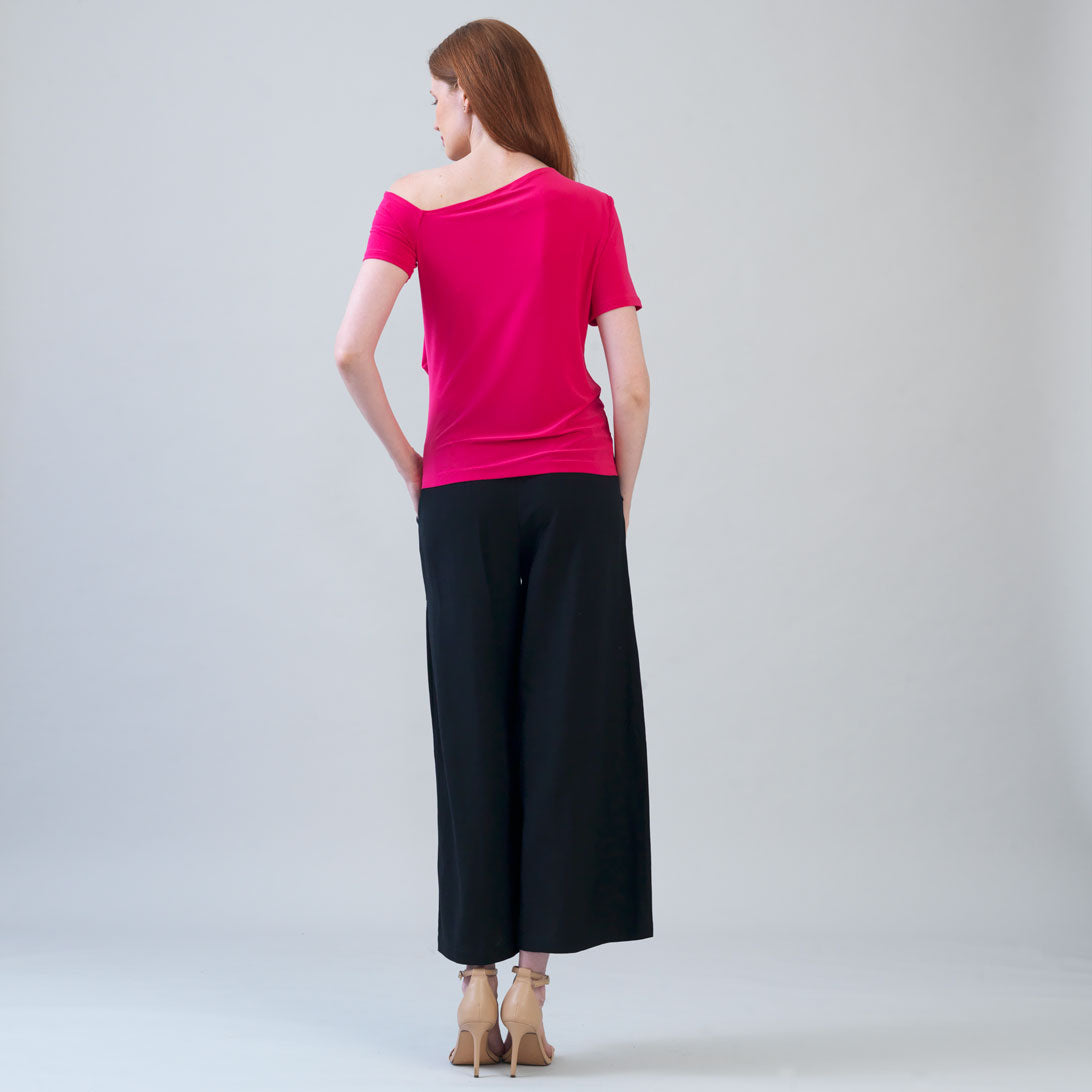 Angular Drape Neck Off Shoulder Top - Hot Pink - Final Sale | Clara Sunwoo Essential