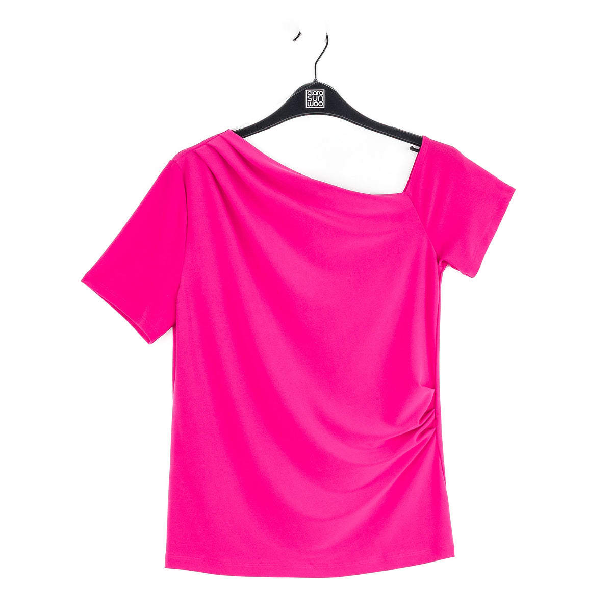 Angular Drape Neck Off Shoulder Top - Hot Pink - Final Sale | Clara Sunwoo Essential