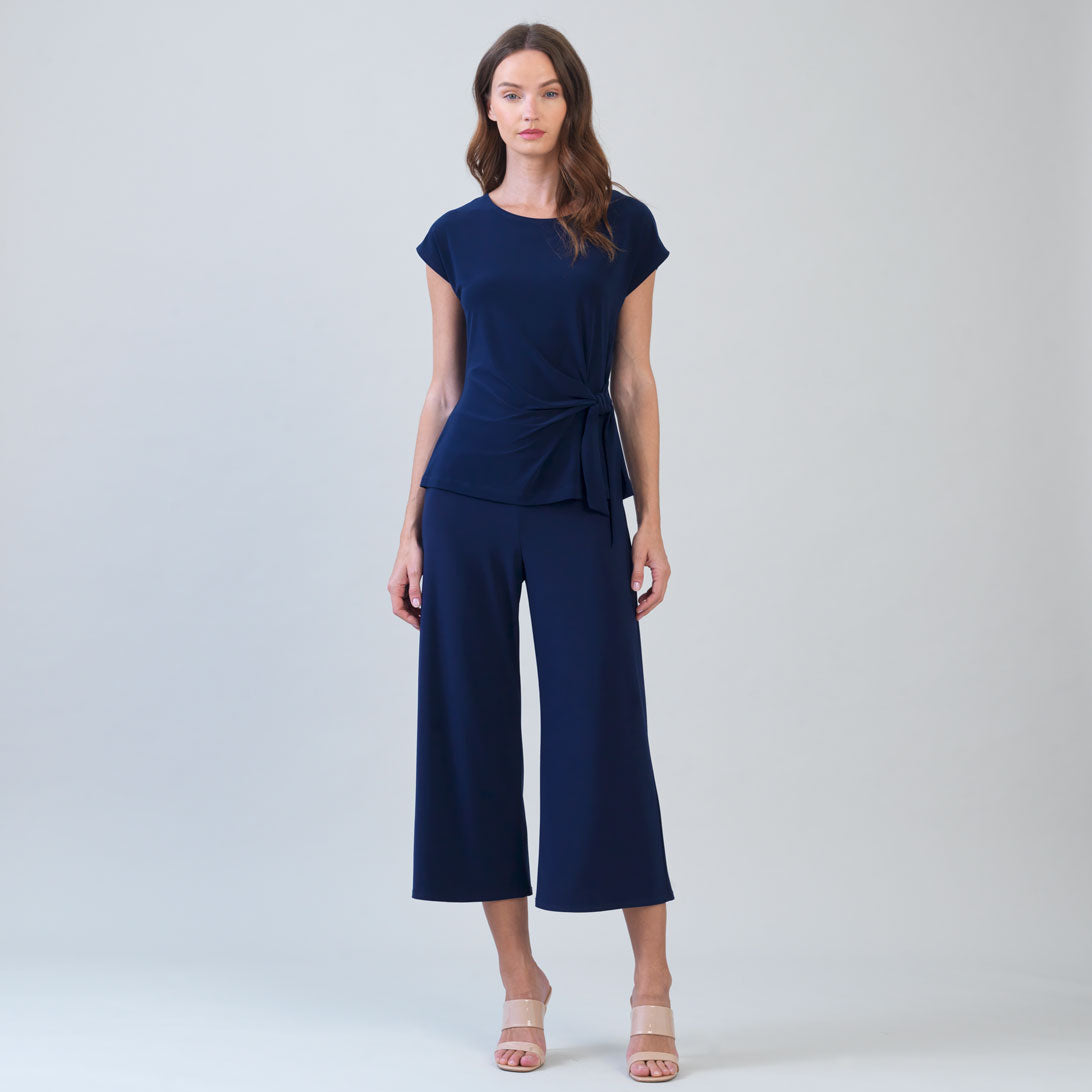 Slant Sleeve Side Tie Top - Navy | Clara Sunwoo Exclusive
