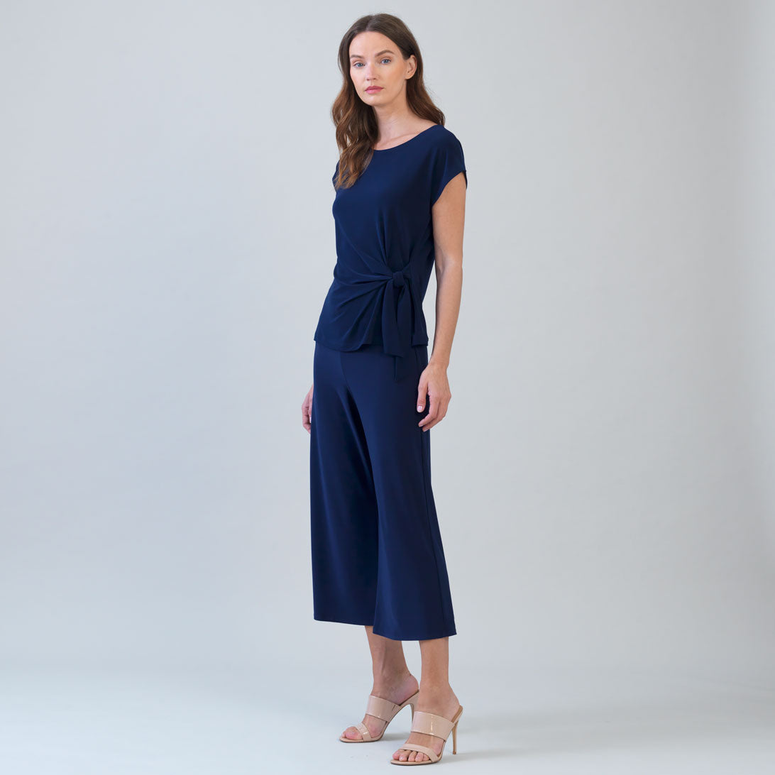 Slant Sleeve Side Tie Top - Navy | Clara Sunwoo Exclusive