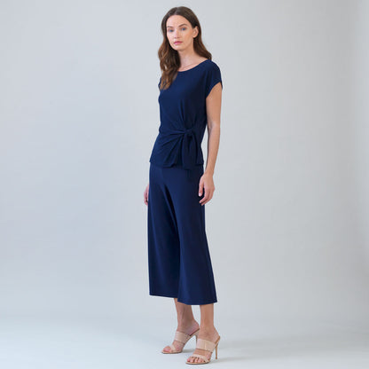 Slant Sleeve Side Tie Top - Navy | Clara Sunwoo Exclusive