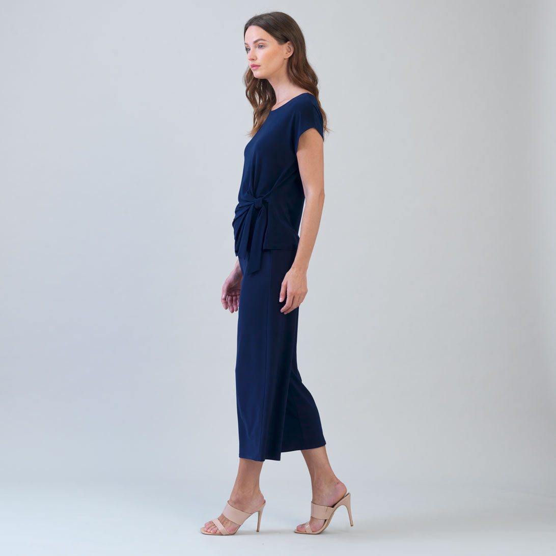 Slant Sleeve Side Tie Top - Navy | Clara Sunwoo Exclusive