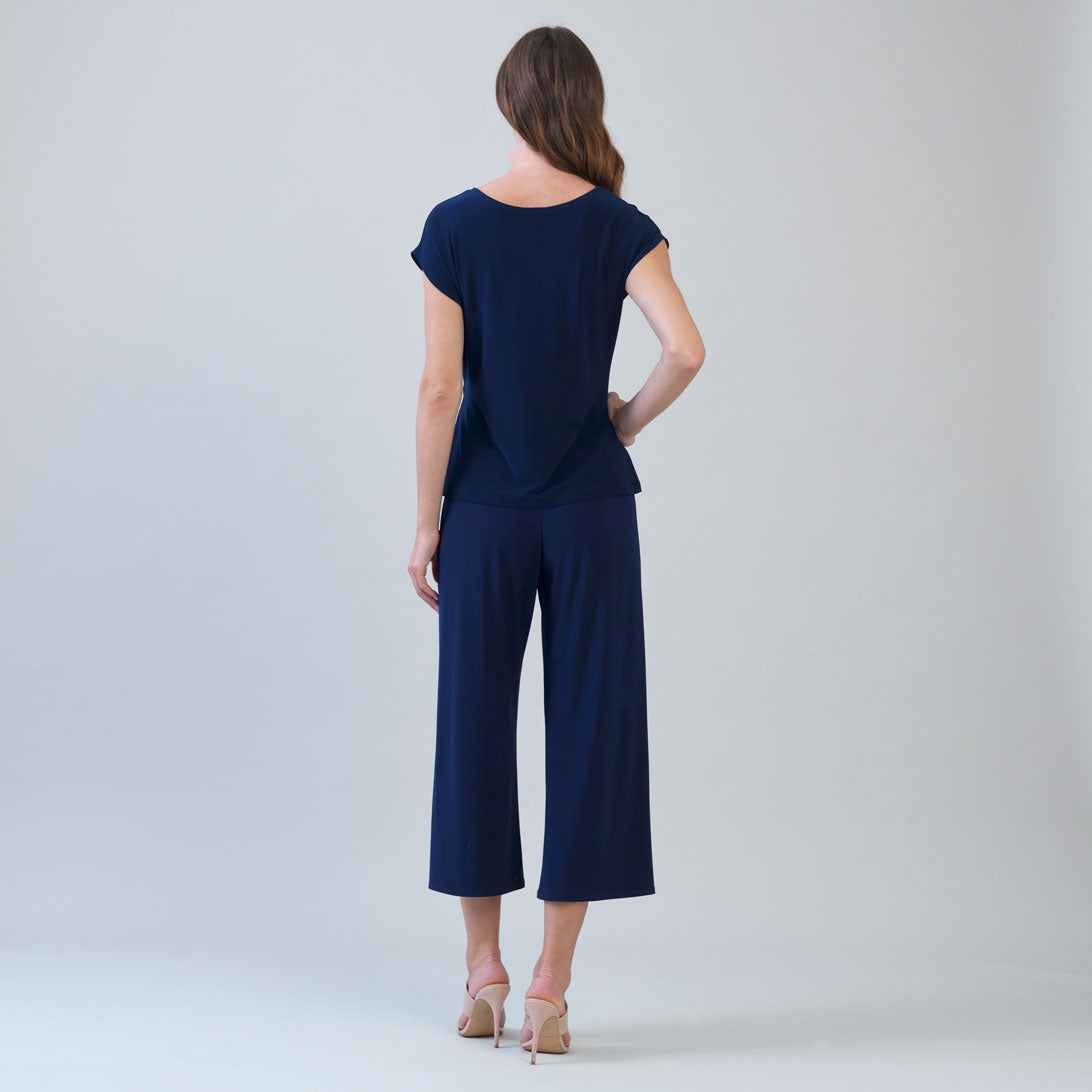 Slant Sleeve Side Tie Top - Navy | Clara Sunwoo Exclusive