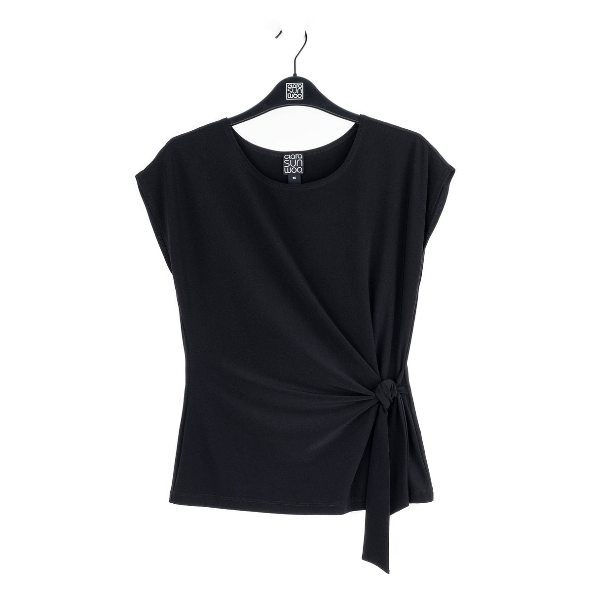 Slant Sleeve Side Tie Top - Black | Clara Sunwoo Discount