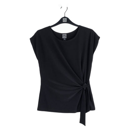 Slant Sleeve Side Tie Top - Black | Clara Sunwoo Discount