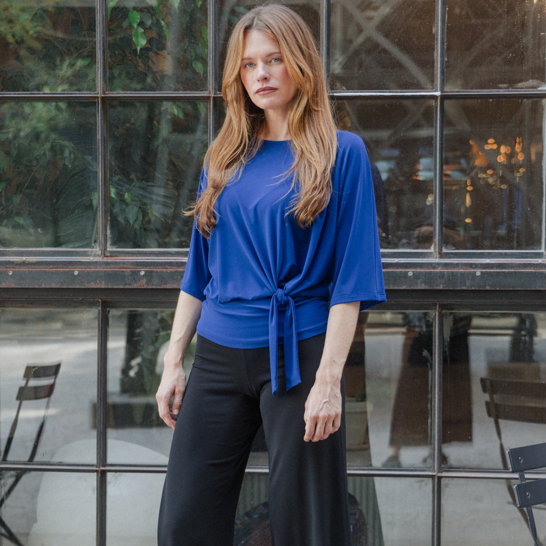 Signature Side Tie Top - Cobalt - Limited Sizes | Clara Sunwoo Great Value