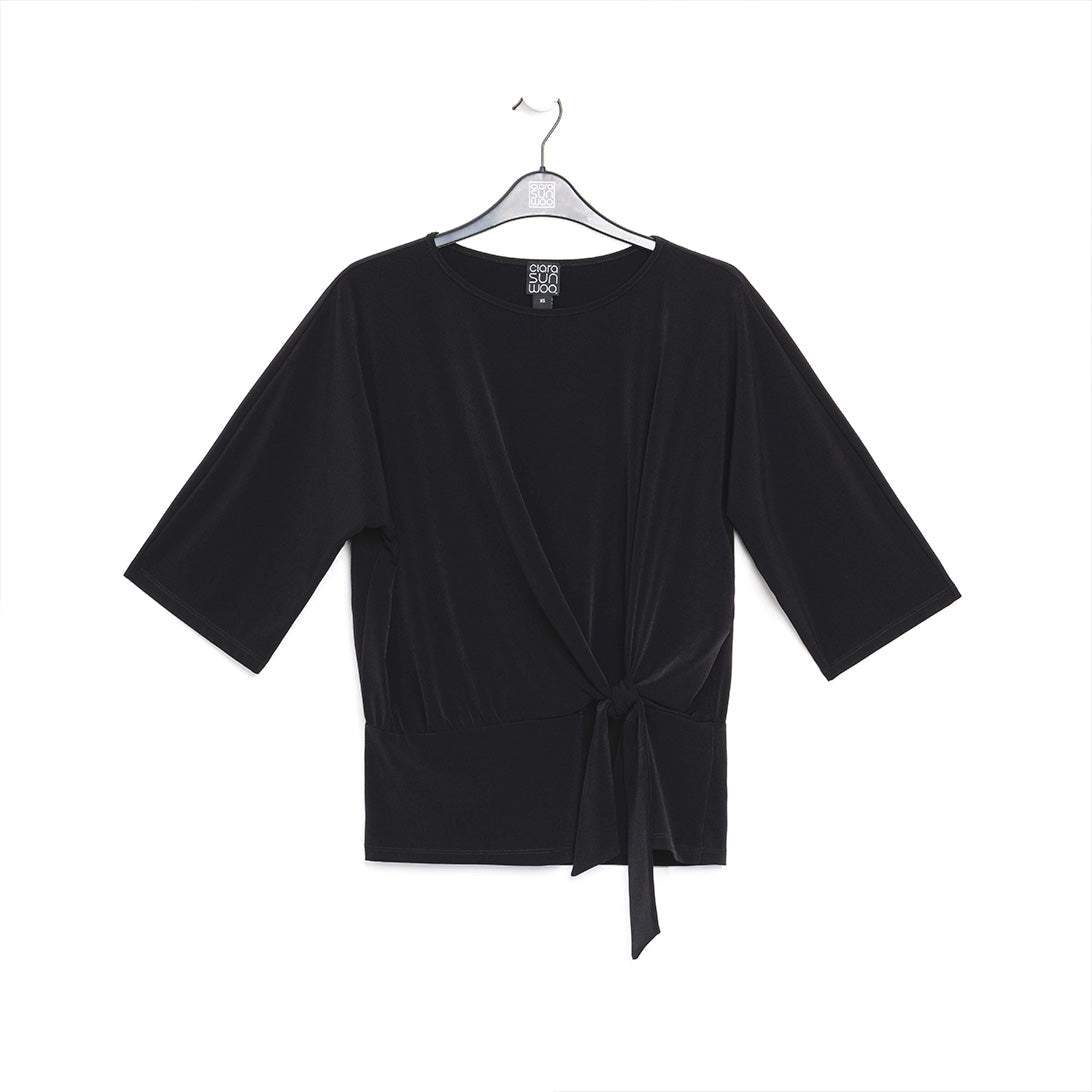 Signature Side Tie Top - Black | Clara Sunwoo Discount