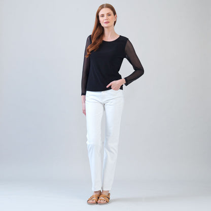 Long Mesh Sleeve Top - Black | Clara Sunwoo Best Seller
