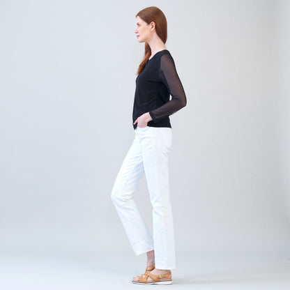 Long Mesh Sleeve Top - Black | Clara Sunwoo Best Seller