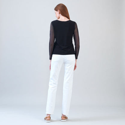 Long Mesh Sleeve Top - Black | Clara Sunwoo Best Seller