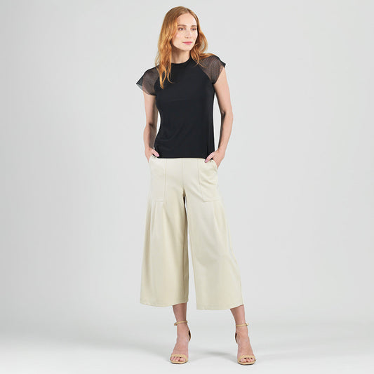 Mesh Cap Sleeve Top - Black | Clara Sunwoo Sale