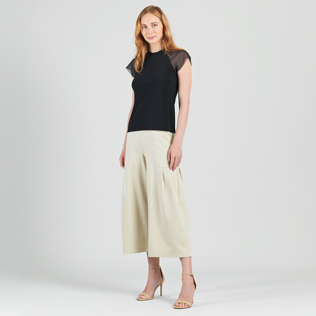 Mesh Cap Sleeve Top - Black | Clara Sunwoo Sale