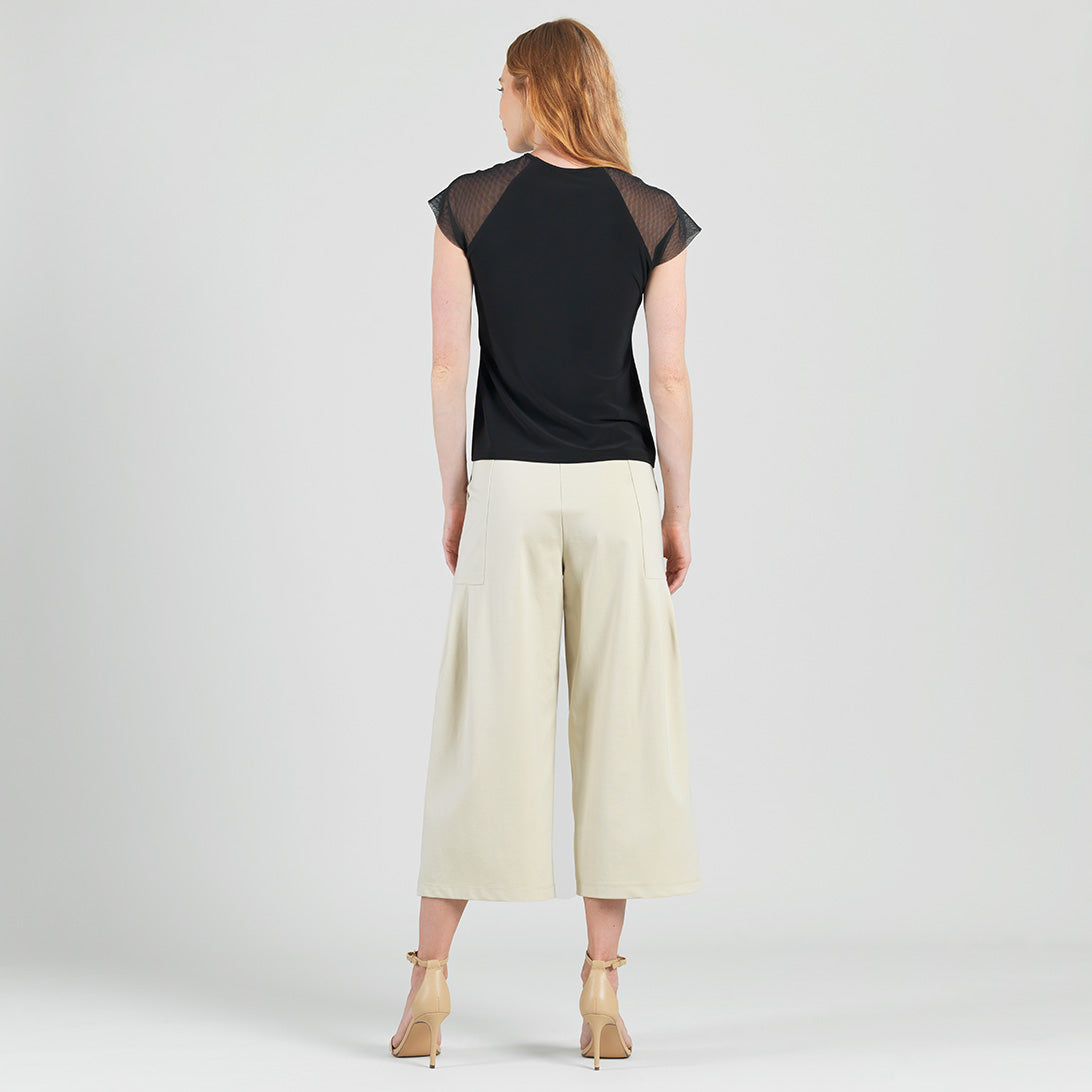 Mesh Cap Sleeve Top - Black | Clara Sunwoo Sale