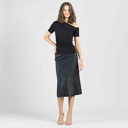 Angular Drape Neck Off Shoulder Top - Black - Limited Sizes | Clara Sunwoo Discount