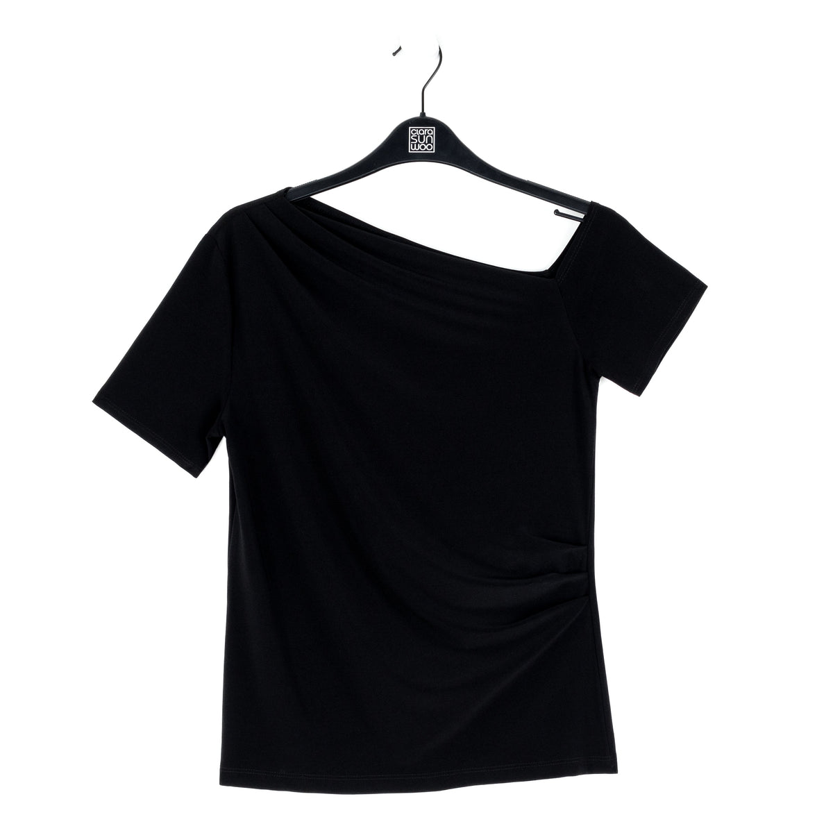 Angular Drape Neck Off Shoulder Top - Black - Limited Sizes | Clara Sunwoo Discount