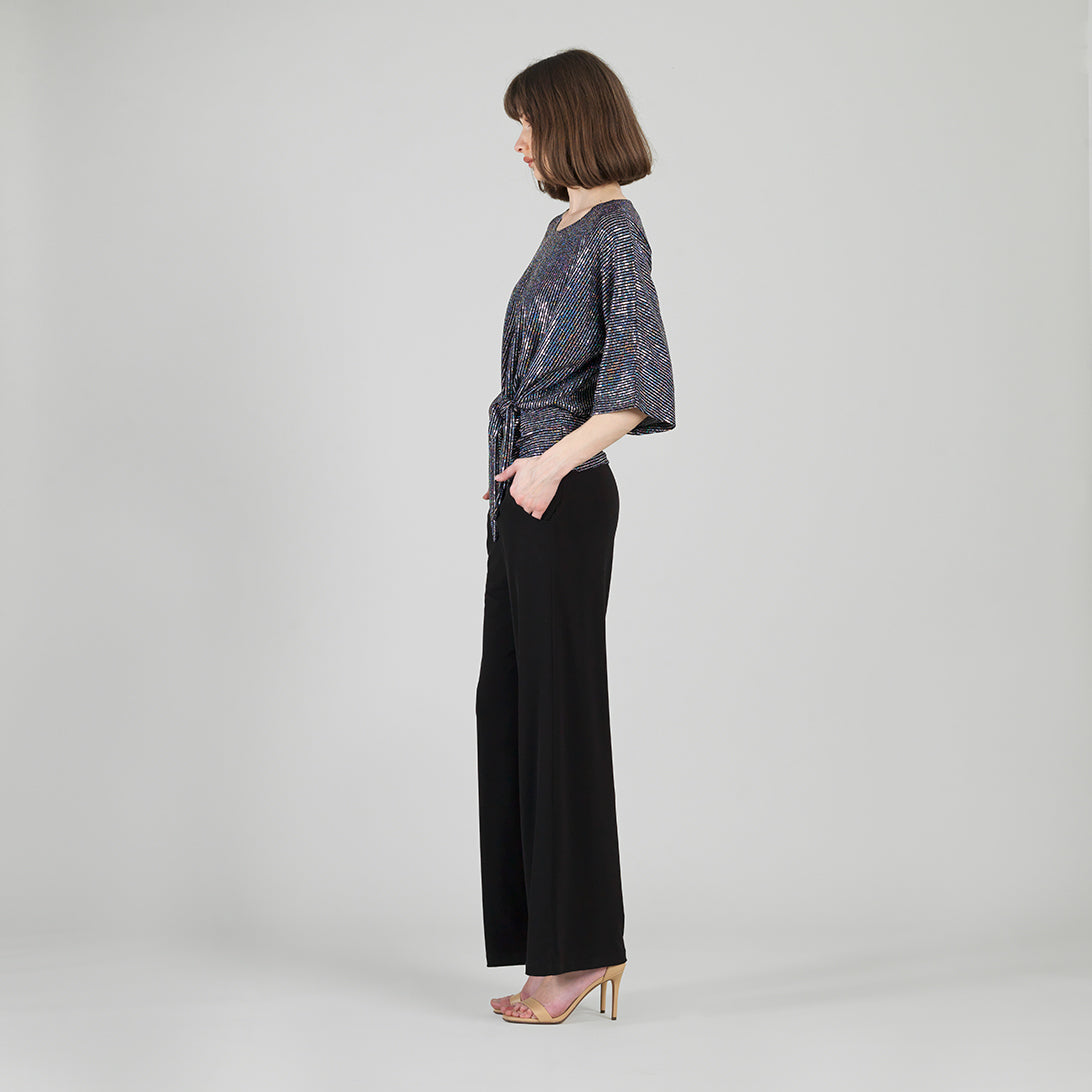 Shimmer Sequin - Side Tie Top - Silver Pinstripe | Clara Sunwoo Recommended