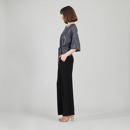 Shimmer Sequin - Side Tie Top - Silver Pinstripe | Clara Sunwoo Recommended
