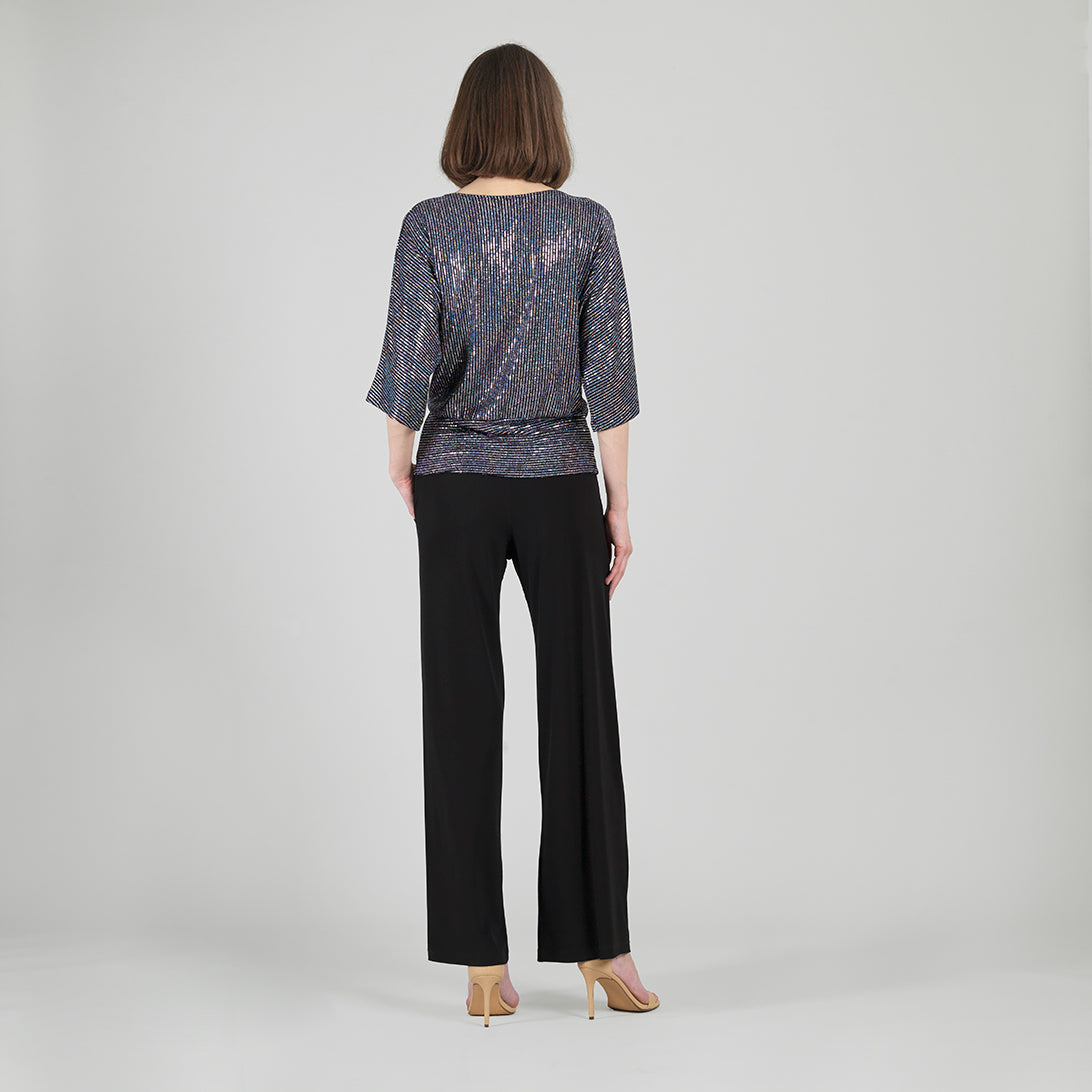 Shimmer Sequin - Side Tie Top - Silver Pinstripe | Clara Sunwoo Recommended