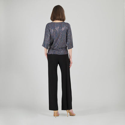 Shimmer Sequin - Side Tie Top - Silver Pinstripe | Clara Sunwoo Recommended